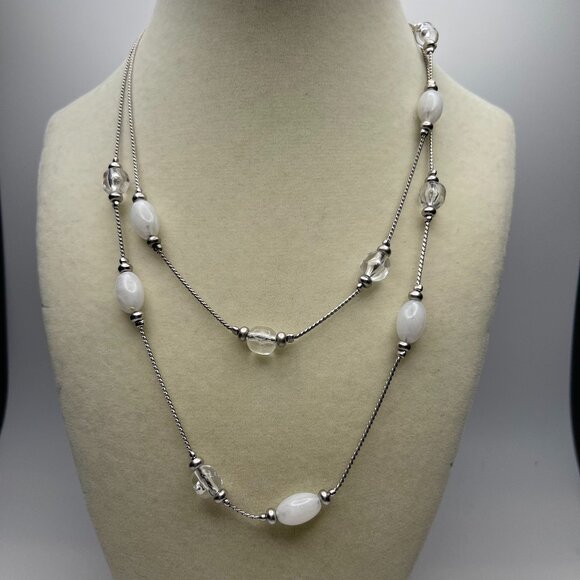 Givenchy Vintage Opera Length Silver Plated Necklace w/ Glass Beads - Preowned - Picture 1 of 6